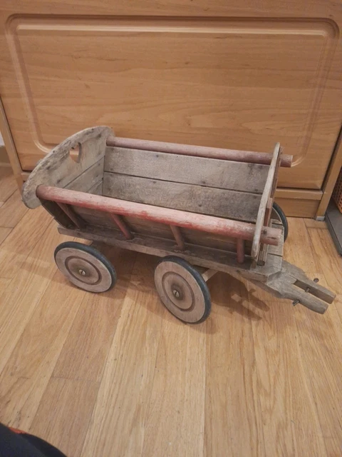  ALTER KLEINER .DekoHandwagen Bollerwagen Holz Leiterwagen für Kinder 