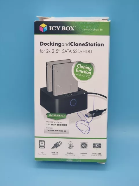 ICY BOX Dual Docking- And Klonestation 2x 2,5 " SATA HDD SSD USB 3.0 With Uasp