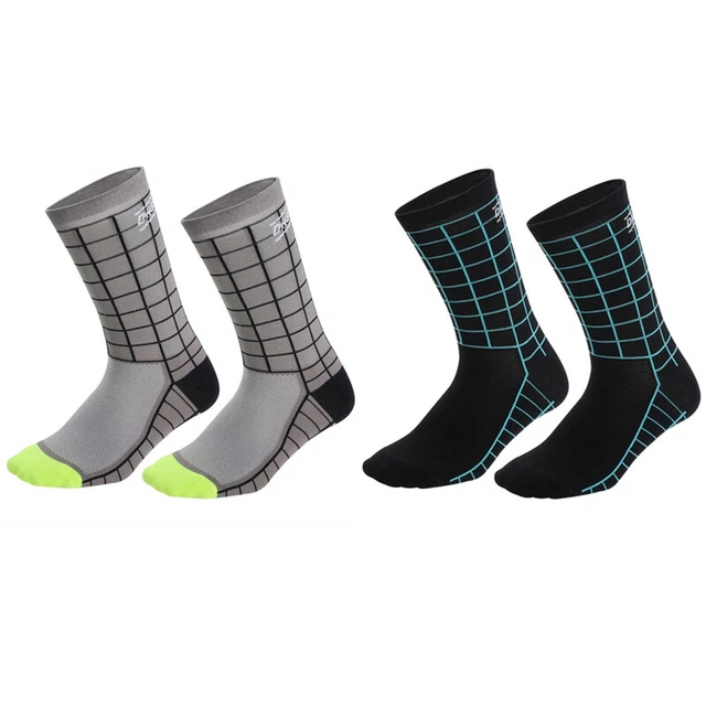 2 Pairs Cycling Socks Riding Bicycle Bike Sports Ankle Socks XC MTB Grey Black