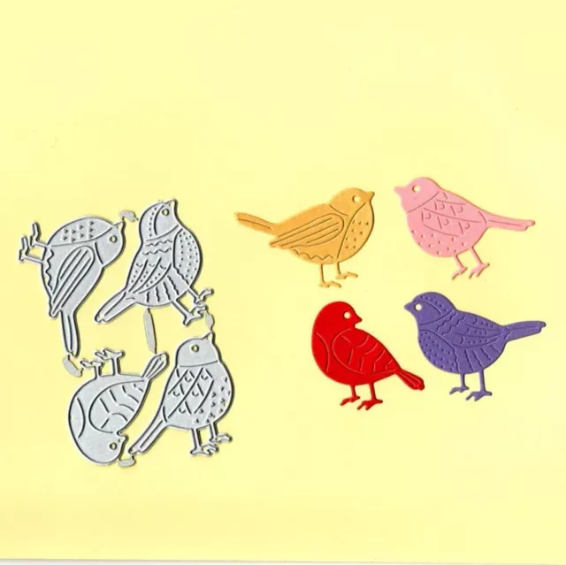4Pcs / Lotto Piccolo Uccello Scrapbook Metallo Fustelle Stampo Modello Per 2