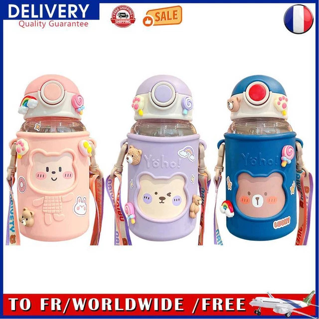 620ML Kids Water Sippy Cup Leakproof Anti-drop Cartoon Baby Straw Feeding Bottle