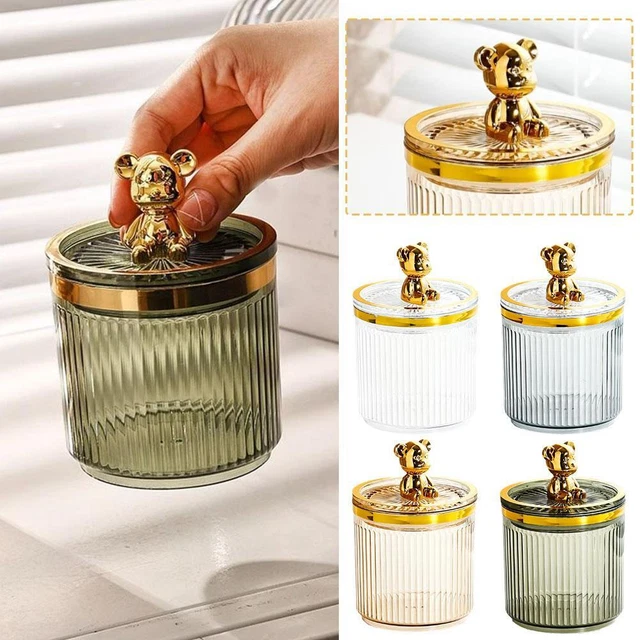 Argon Tableware 3 Pièces En Verre Pot Avec Couvercle En Bois Conteneur Set - Rond Style Scandinave Airtight Canister - 1 Litre