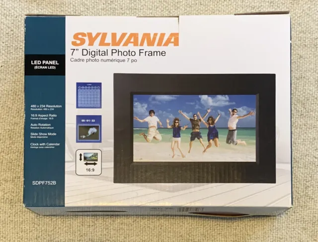 Sylvania 7" Inch Digital Photo Frame SDPF752B LED Panel BRAND NEW!