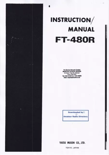 Bedienungsanleitung-Operating Instructions für Yaesu FT-480 R