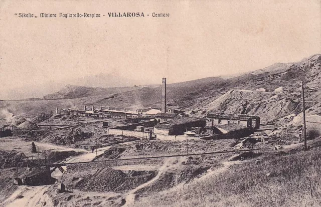 Enna - Villarosa - Miniera Pagliarello Respica - Cantiere - fp 1916