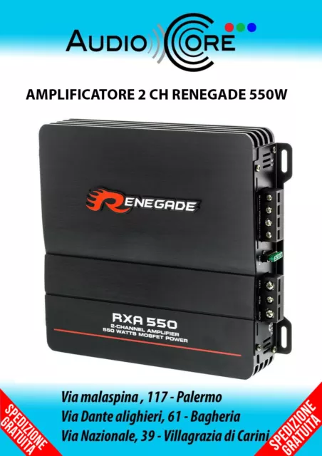 Amplificatore 2 Canali 550W Renegade Rxa550 Hi Fi Car Audio