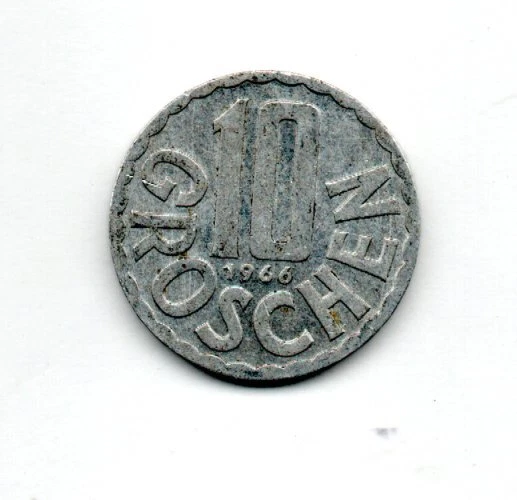 1966 Austria 10 Groschen Republik Osterreich Circulated Coin #Fc1621 Free S&H!