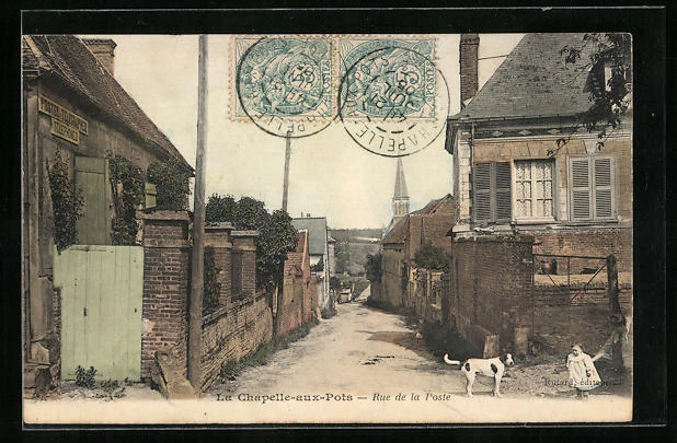 CPA La Chapelle-aux-Pots, Rue de la Poste, vue de la rue 1905