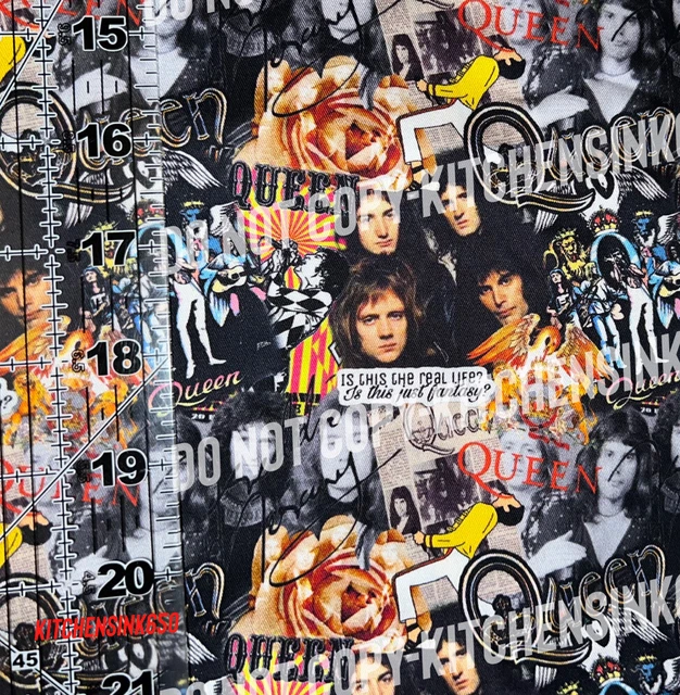 CUSTOM Queen -Freddie Mercury Artist Collage  100% Cotton Fabric 1/4 Yard 9”x 56