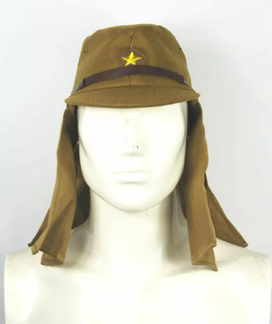 WWII WW2 Japanese Army IJA Soldier Field Wool Cap Hat With Neck Shade Flap XL