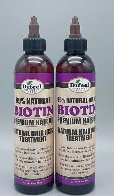 2 Difeel 99% Natural Biotina Premium Aceite para el Cabello Natural Tratamiento de Pérdida del Cabello 8 oz Nuevo