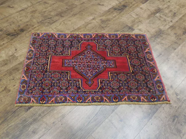 VINTAGE TURKISH HAND MADE GEOMETRIC ANATOLIAN VILLAGE MADE RUG 1.10x2.9 Ft