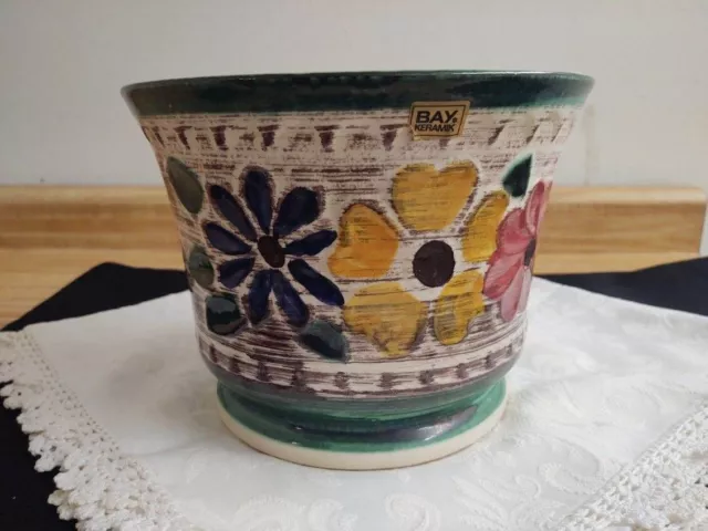 Vtg. Bay Keramik W. Germany large floral designed planter.