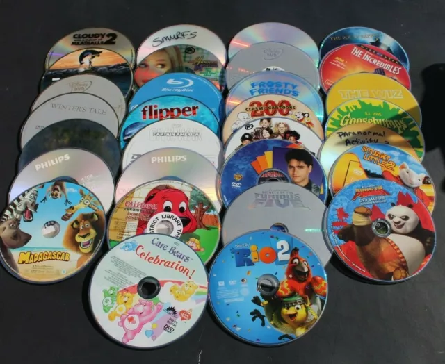 LOT OF CHILDREN'S Kids Movies on DVD / Bluray Loose Discs Wholesale