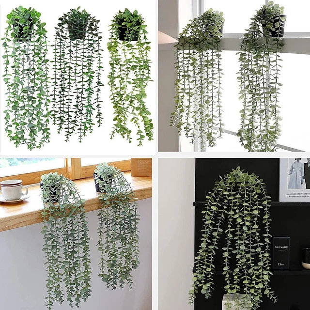 Luojuny Fausse Fleur De Vigne à Suspendre – Plante Artificielle Eucalyptus Réaliste Rouge Tombant, 80 Cm, Pour Intérieur Extérieur Mariage Déco