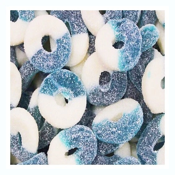SOUR BLUE RASPBERRY Jelly Rings 1 kg Bulk Soft Gummy Candy $29.99 ...
