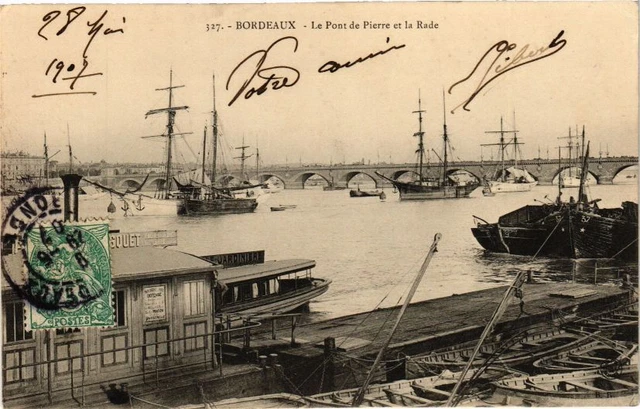 CPA BORDEAUX-Le Pont de Pierre et la Rade (176895)