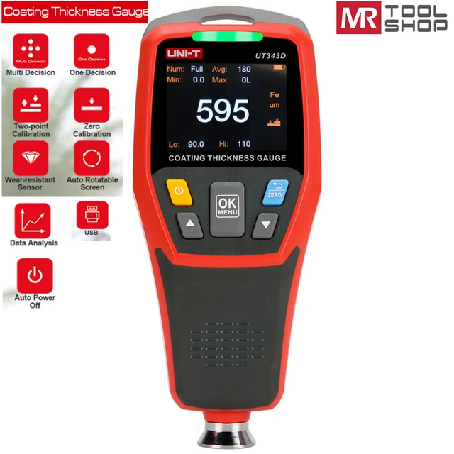 UNI-T DIGITAL COATING Thickness Gauge Car Paint Film Tester 1250um F/N ...
