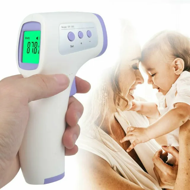 Digital Infrarot Fieberthermometer Stirn und Ohr Kontaktlos LCD Baby Erwachsene