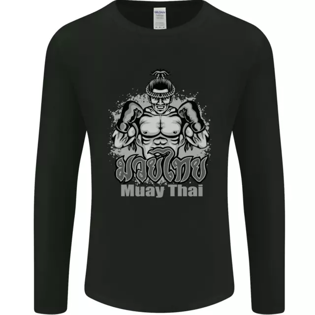 Muay Thai Boxing MMA Martial Arts Kick Mens Long Sleeve T-Shirt