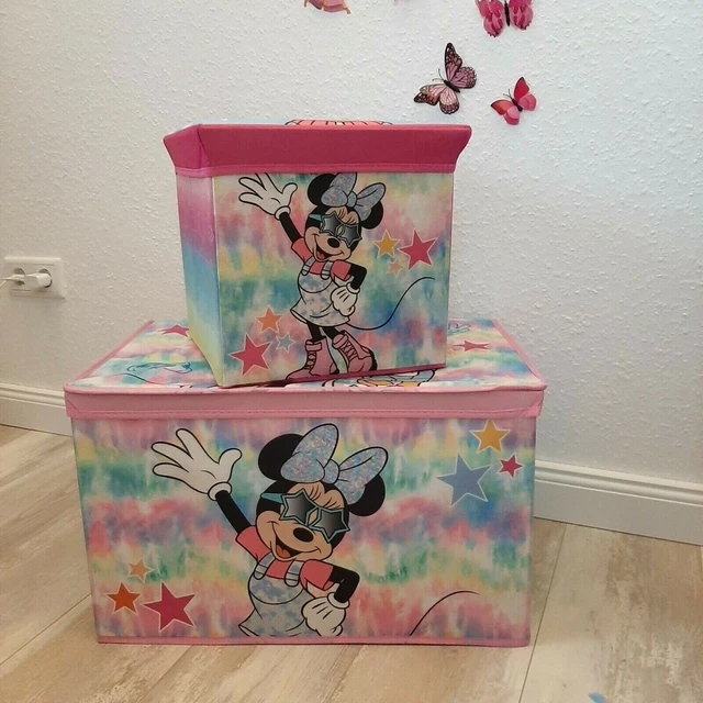Minnie Maus 2er-Set Aufbewahrungskiste+Hocker Spielkiste Kinderzimmer Stern/G+K