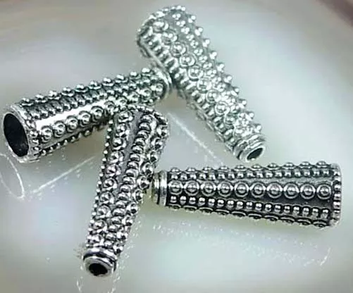 4 Antique Silver Pewter Cone Beads Caps 30x10mm