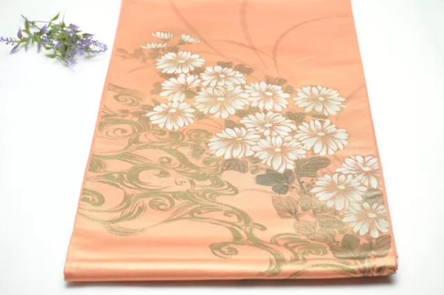 Dear Vanilla Japanese Silk Fukuro Obi Sash Belt Women's Kimono Genuine Vintage