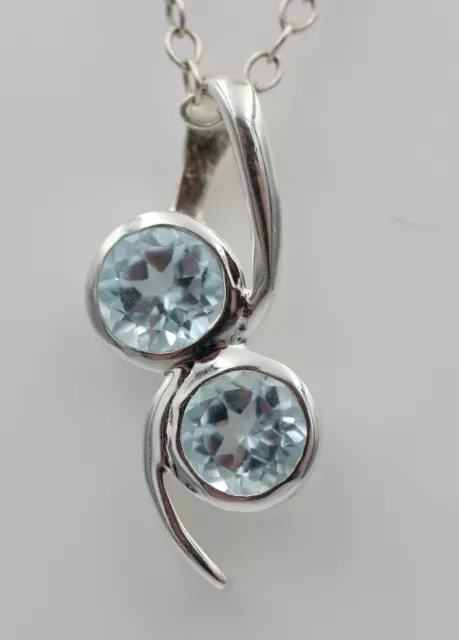 Edler 1,4 Carat Blautopas Anhänger 925 Silber Collier Kette Top Edel himmelblau