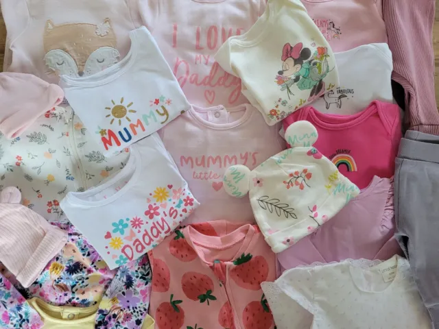 Baby Girls 0-3 Months Large Bundle Of Clothes Tu Disney Mothercare Job Lot