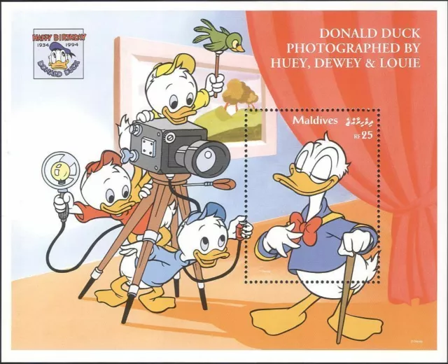 Maldives 1995 Disney Donald Duck Portrait Camera Photos Photography Cartoons MNH