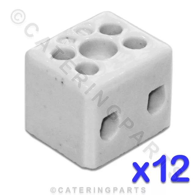 12x CERAMIC HIGH TEMPERATURE ELECTRICAL CONNECTOR BLOCKS 2 POLE 16mm 76A