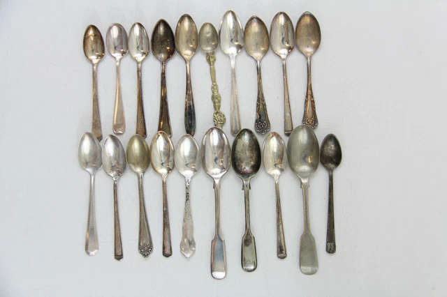 20x DEMITASSE SPOON FLATWARE SILVERPLATE LOT VINTAGE CRAFT REUSE REPURPOSE