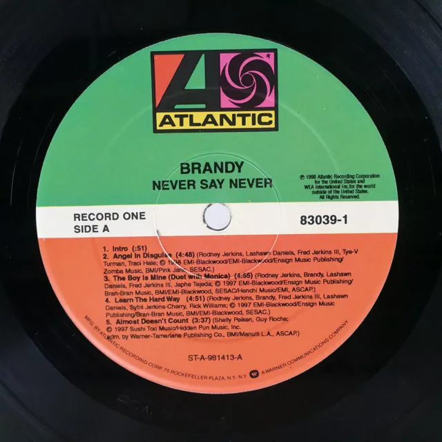 Brandy Never Say Never Atlantic 830391 98. Us Original Vinyl 2Lp 3