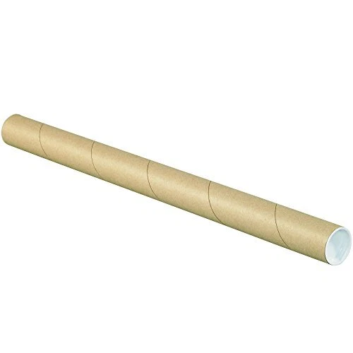 PP1518K Mailing Tubes with Caps, 1-1/2" x 18", Kraft (Pack of 50)