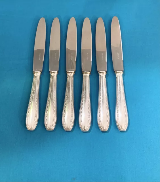 6 grands couteaux ERCUIS modèle TOLÈDE métal argenté couvert table 24,5cm