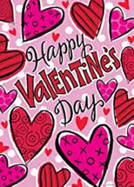 Happy Valentines Day, Pink Red Hearts, Garden Flag 12"x18", Custom Decor 2 Sided