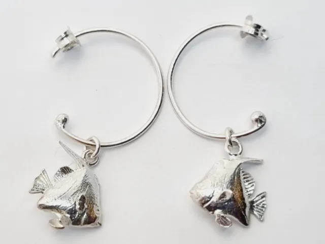 Alex Monroe angel fish earrings sterling silver hoops coral reef butterfly fish