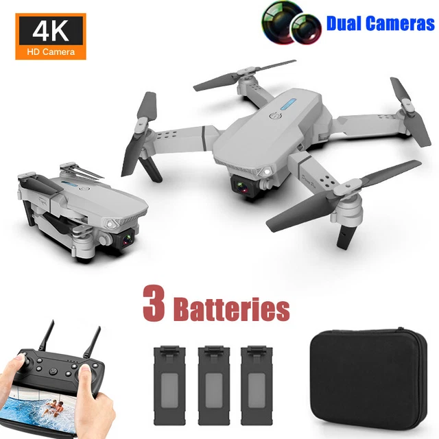 4k HD gran angular doble cámara RC cuadricóptero plegable FPV WiFi + 3 baterías