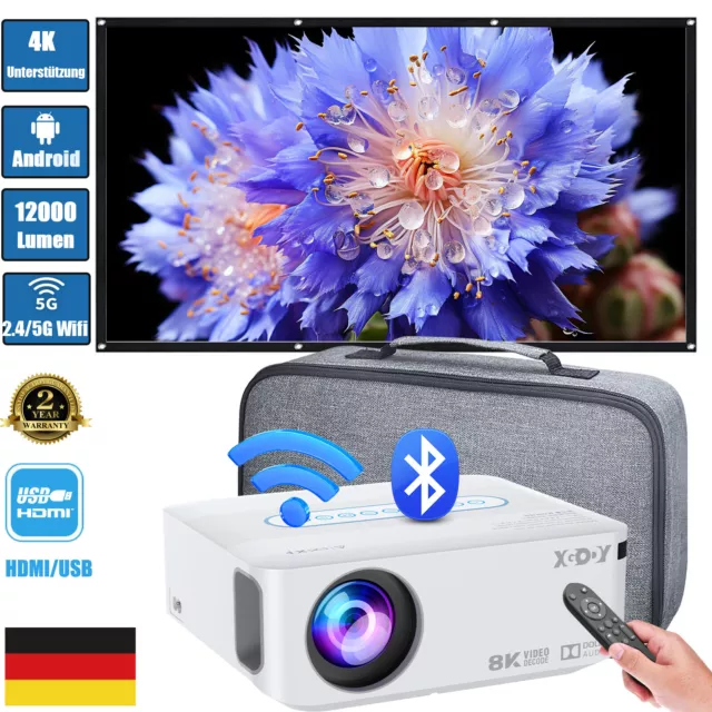 12000 Lumen LED 5G WiFi Projektor Android 8K 1080P Full HD Beamer Heimkino HDMI