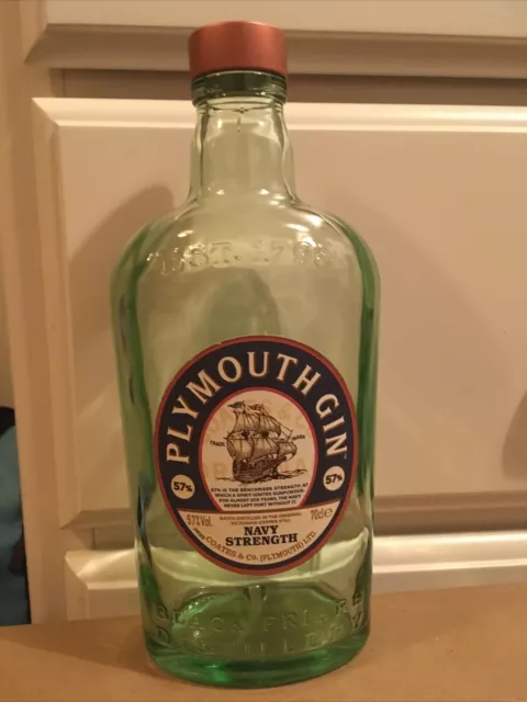 Plymouth Navy Gin Empty Green Glass Bottle Upcycle Craft Wedding