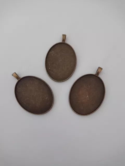 Anhänger Fassung für Cabochons oval 30×40 in Bronzenfarbe, 1 St