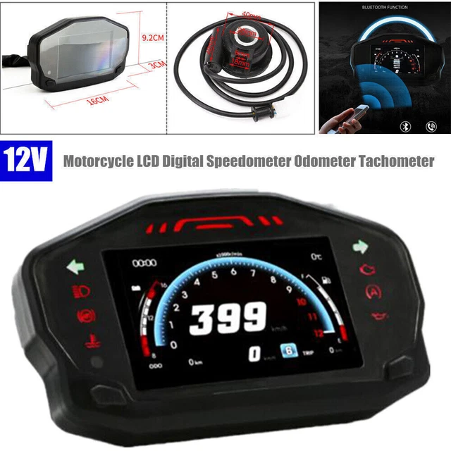 12V Motorcycle Bike LCD Digital Dual Mode Speedometer Odometer Mileage Universal