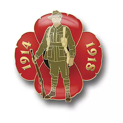 Great War Digger Poppy Badge on Card