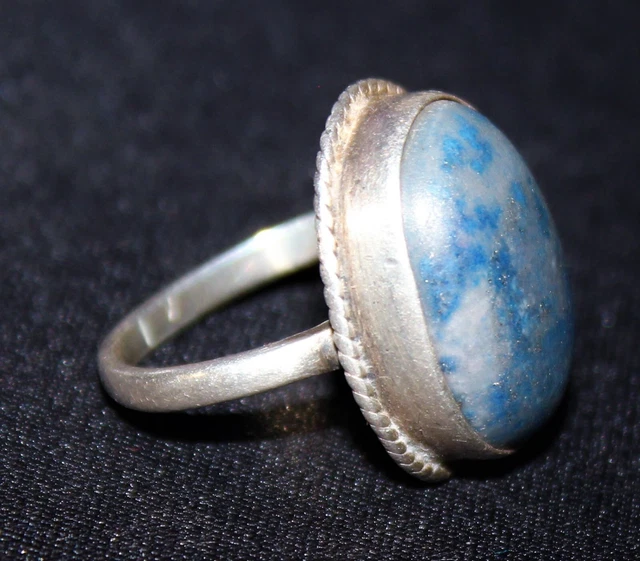 Bague ancienne en argent massif 925 – Pierre noire & strass
