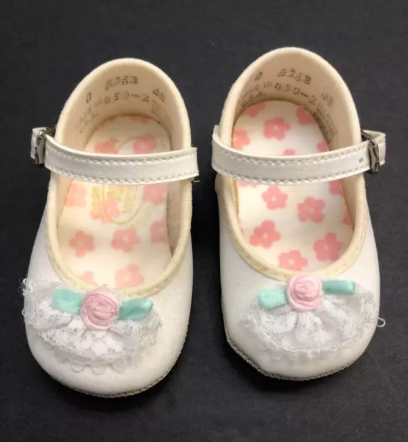 ADORABLE...Wee Kids Vintage White Mary Jane Infant baby Girls Shoes Size 0