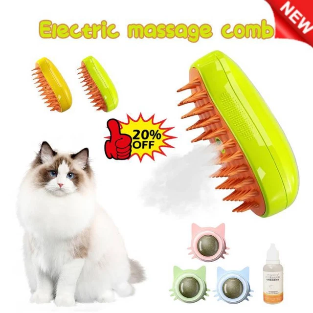 Steamy Cat Brush , 3 In1 Cat Steamy Brush, Self Cleaning Steam Cat Brush'