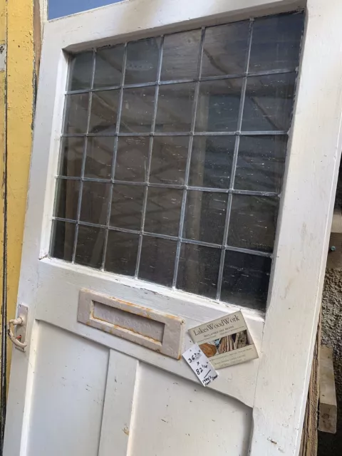 RECLAIMED - LEADED GLASS DOOR -  FRONT DOOR  1920'S / 1940s  (EXTRA WIDE 36")
