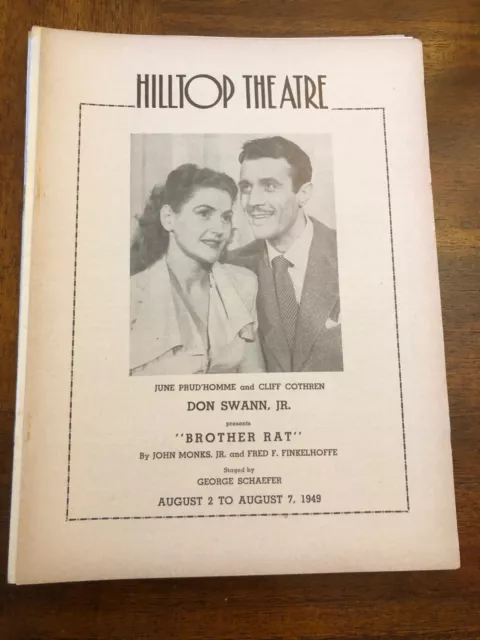 Brother Rat Hilltop Theatre MD 1949 Betty Lou Nedell Prud'homme George Schafer