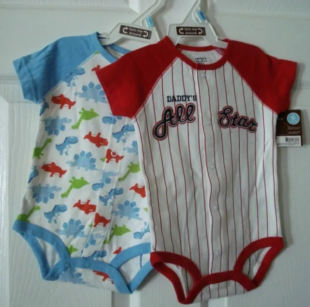 Carter's Infant Boy One Piece Outfits Set of Two Dinosaurs Baseball 6 Months NEW