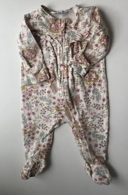 BEBE BY MINIHAHA baby girl size 0-3 months pink blue floral one-piece ...